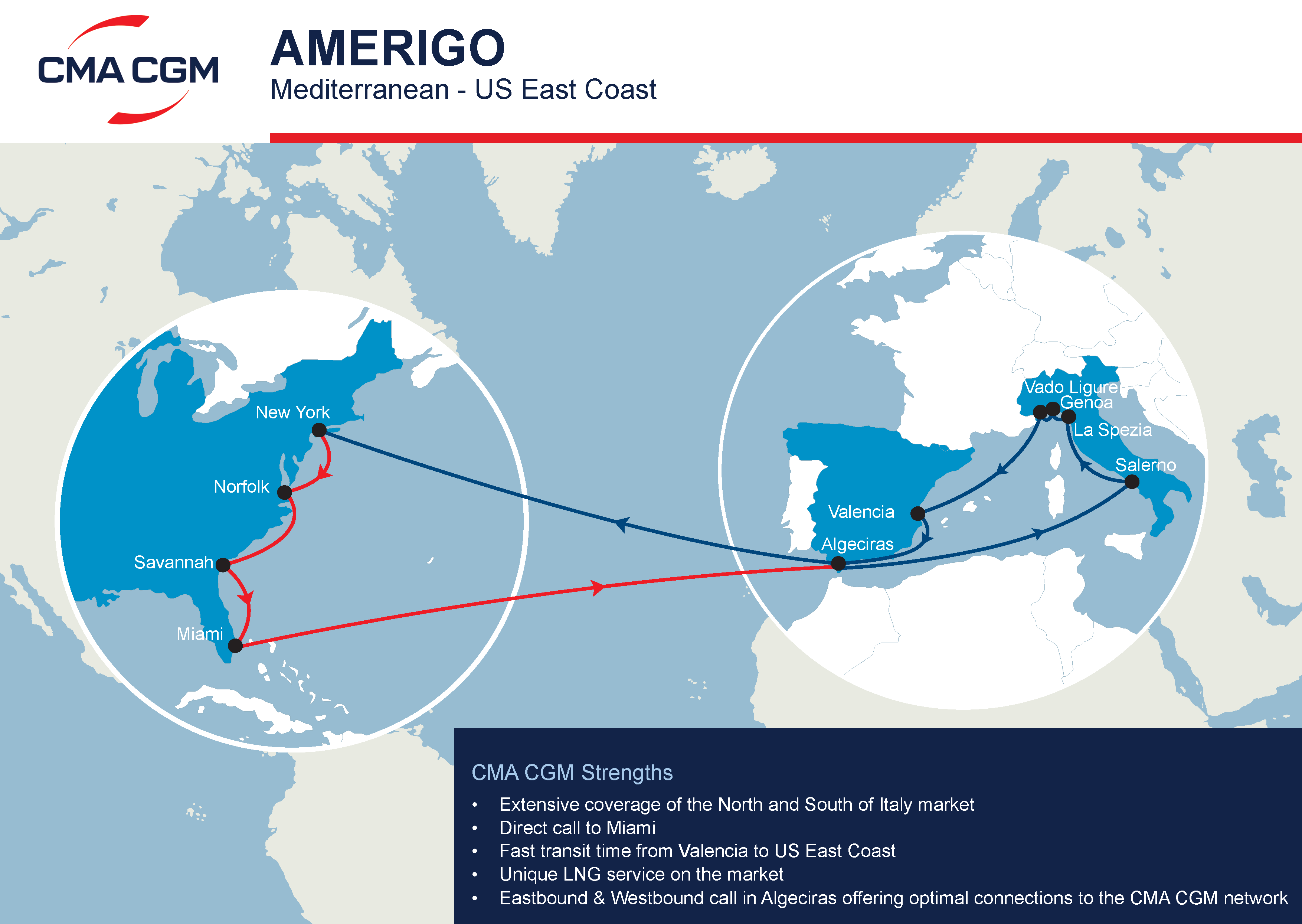 CMA CGM to revamp its AMERIGO service connecting the Mediterranean & North America