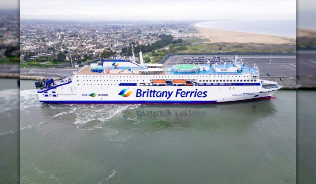 Guillaume de Normandie, the newest member of the Brittany Ferries family, arrives in Portsmouth